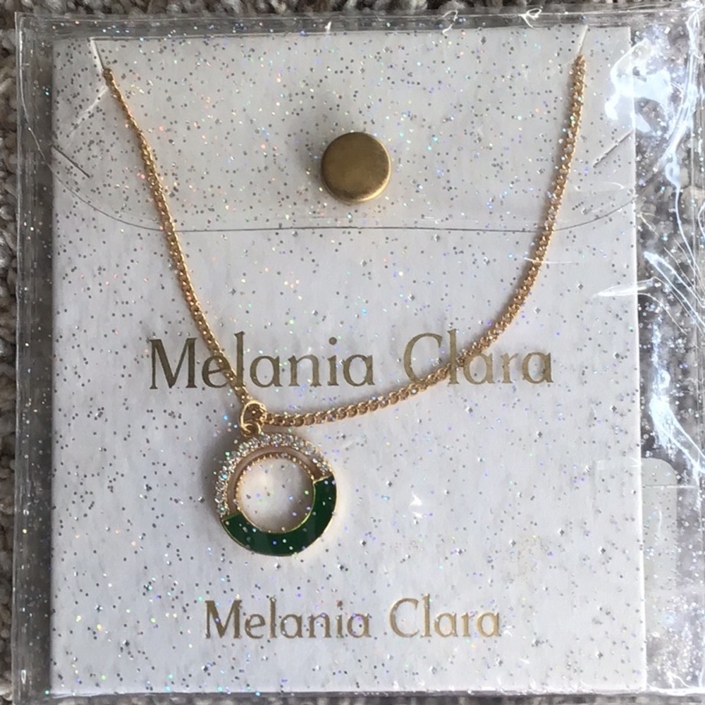 MELANIA CLARA GREEN/GOLD CIRCLE NECKLACE - NWT